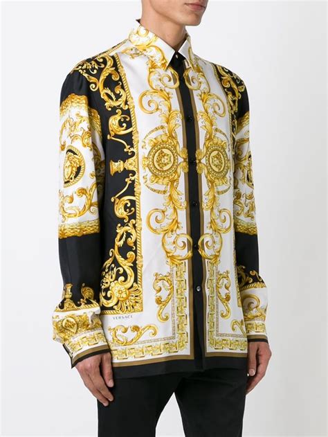 versace shirt white and gold|gold versace shirts for men.